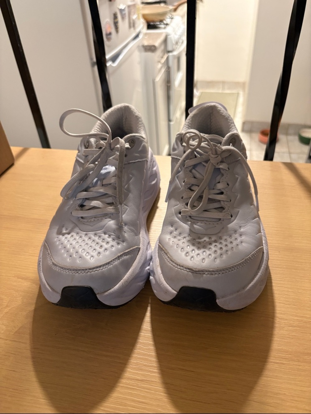 White Leather Hokas